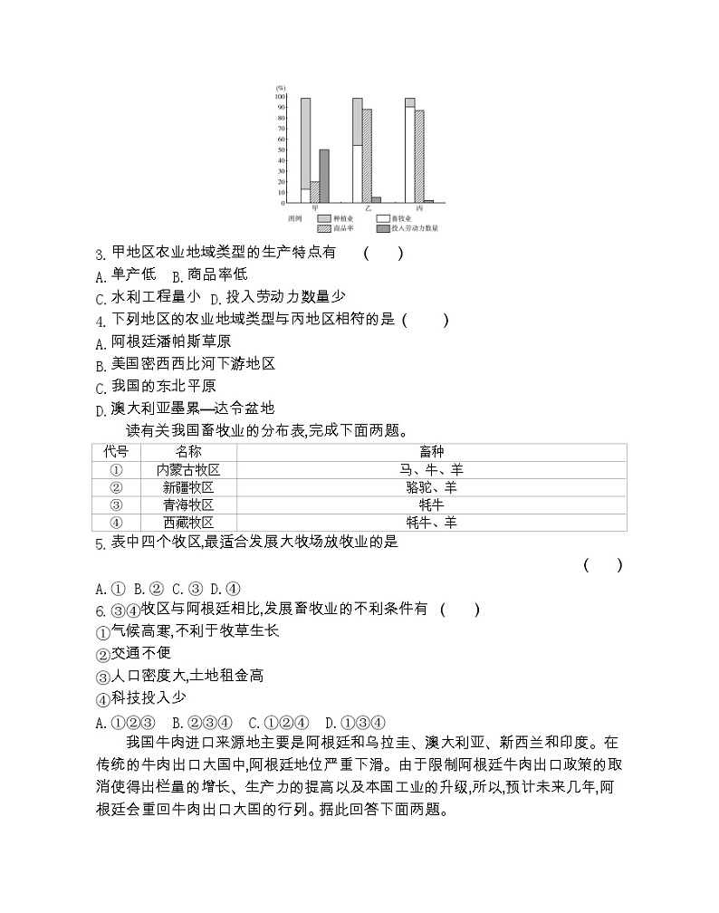 第三节　以畜牧业为主的农业地域类型-2022版地理必修2人教版（新课标） 同步练习 （Word含解析）02