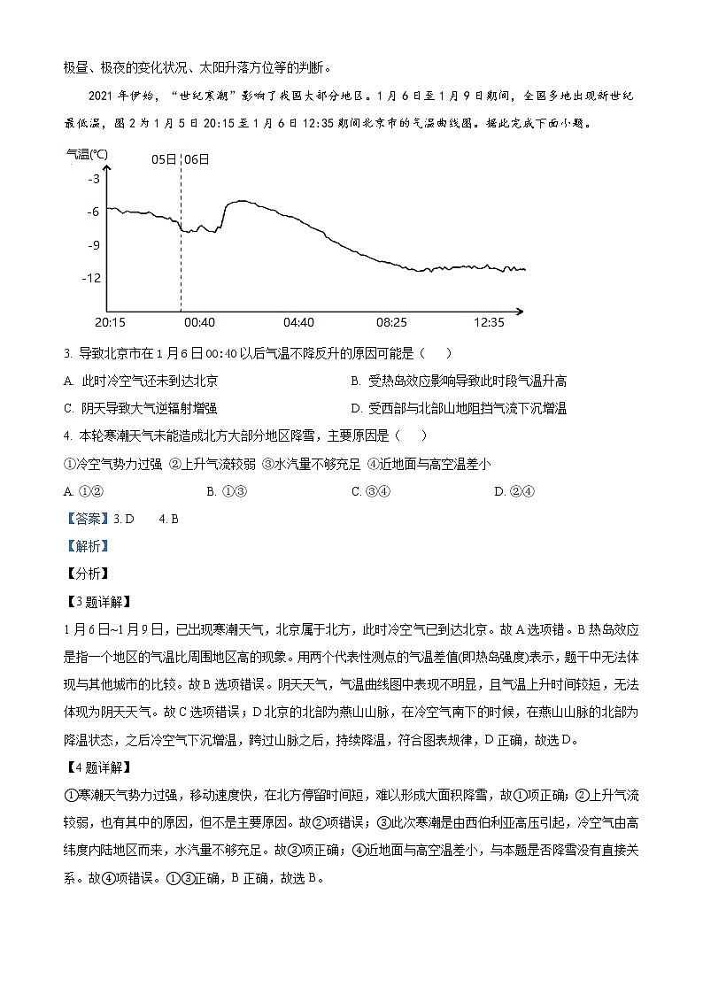 2021年北京市石景山区高考一模地理试题02
