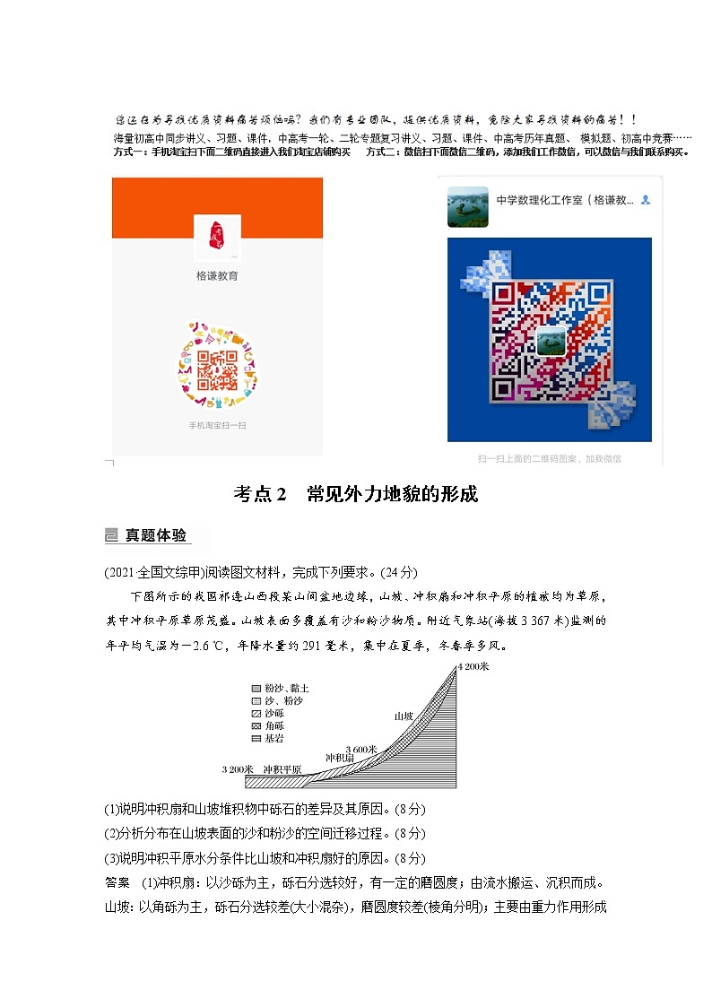 2022年高考地理二轮复习(新高考1) 专题4 考点2　常见外力地貌的形成学案第1页
