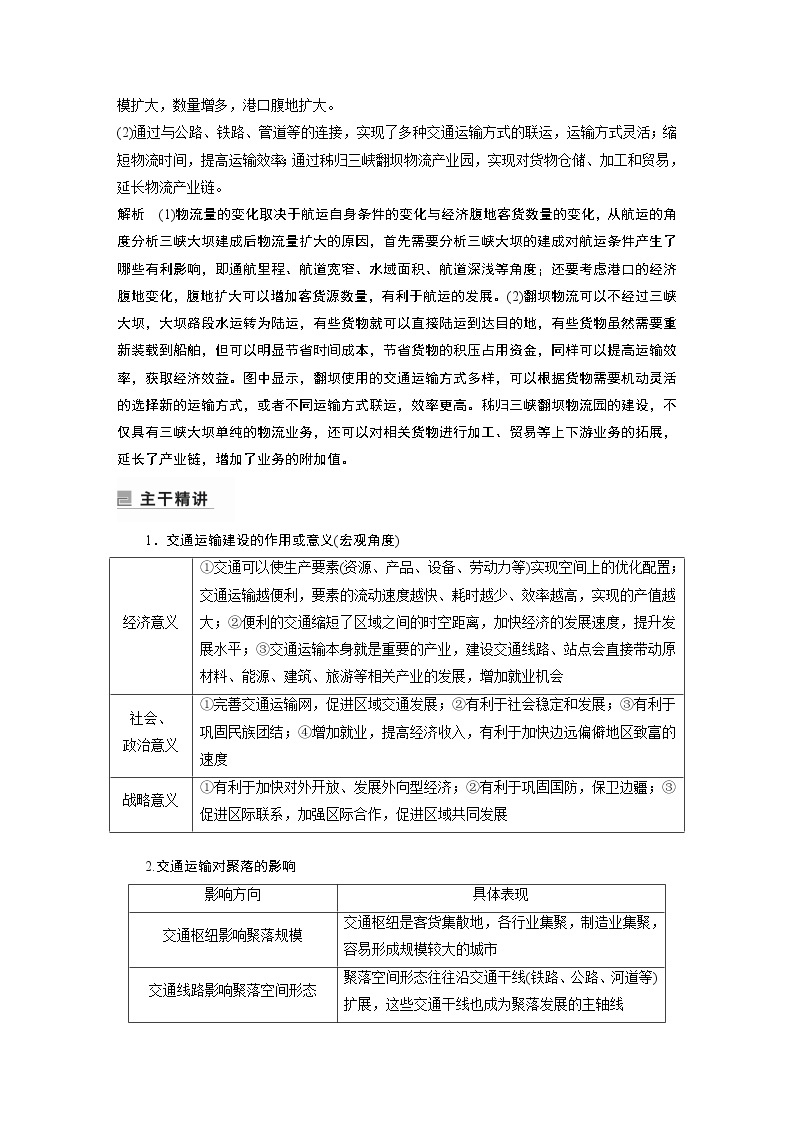 2022年高考地理二轮复习(新高考1) 专题9 考点2　交通运输布局对区域发展的影响学案02