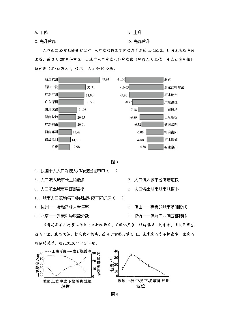 2022届高三地理高考三轮复习模拟试卷七试卷（湘教版通用）第3页