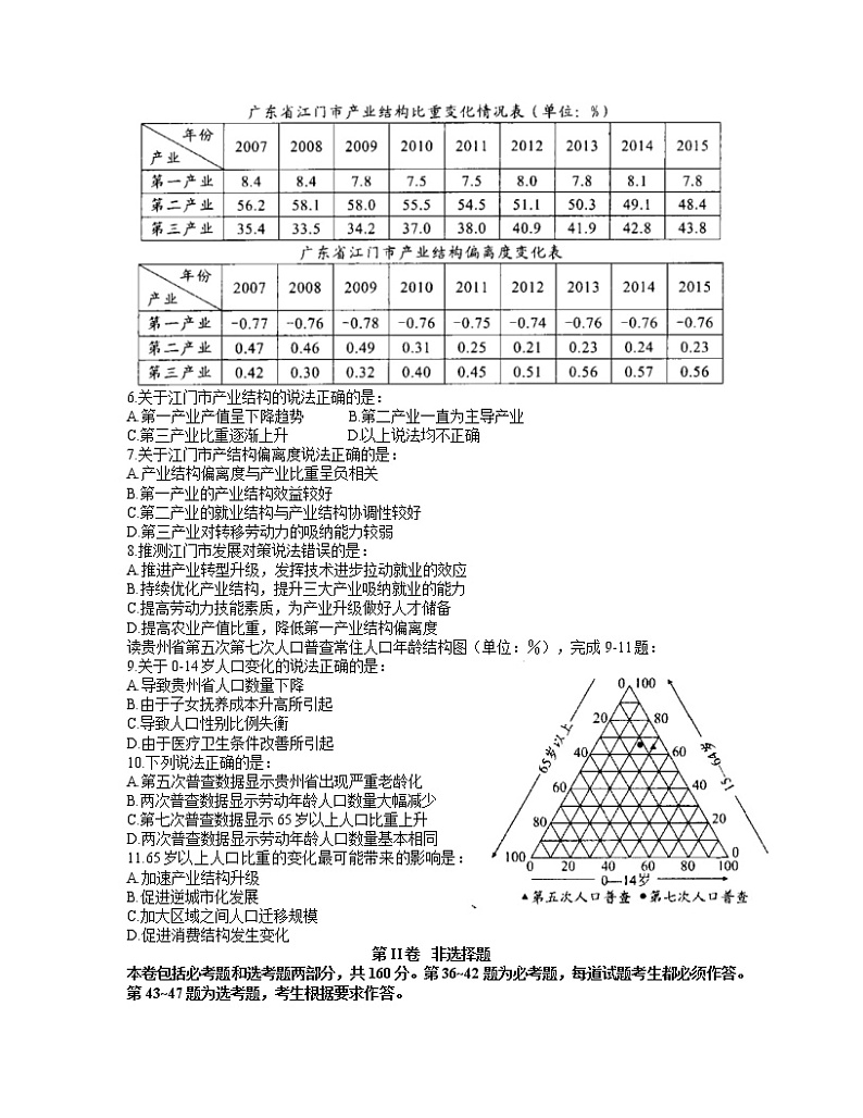 贵州省毕节市2021-2022学年高三下学期2月诊断性考试（二）（二模）文科综合地理试题含答案02