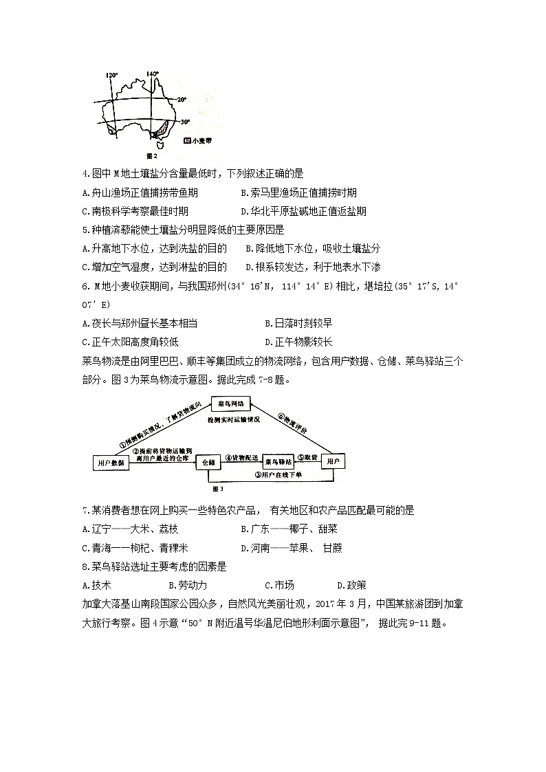 2022届云南省三校高三上学期11月高考备考实用性联考（二）文综地理试题含解析第2页
