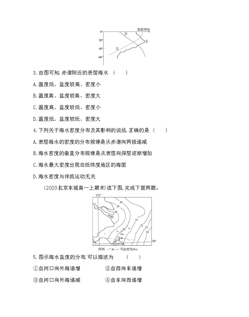 第１ 课时　水圈与海水-2022版地理必修第一册鲁教版（2019） 同步练习 （Word含解析）02