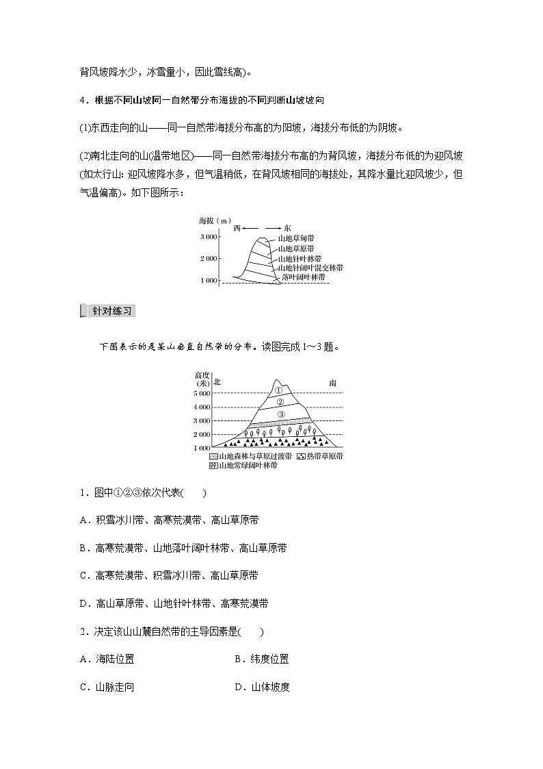 鲁教版(2019) 选择性必修1 第五单元 微专题4　山地垂直自然带谱图的判读（学案+针对练习 word版含解析）02