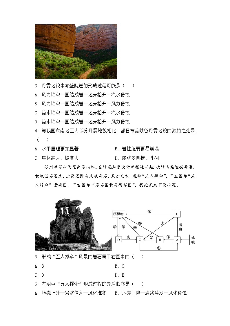 2022届高三二轮专题卷 地理（五）地表形态的塑造 学生版02