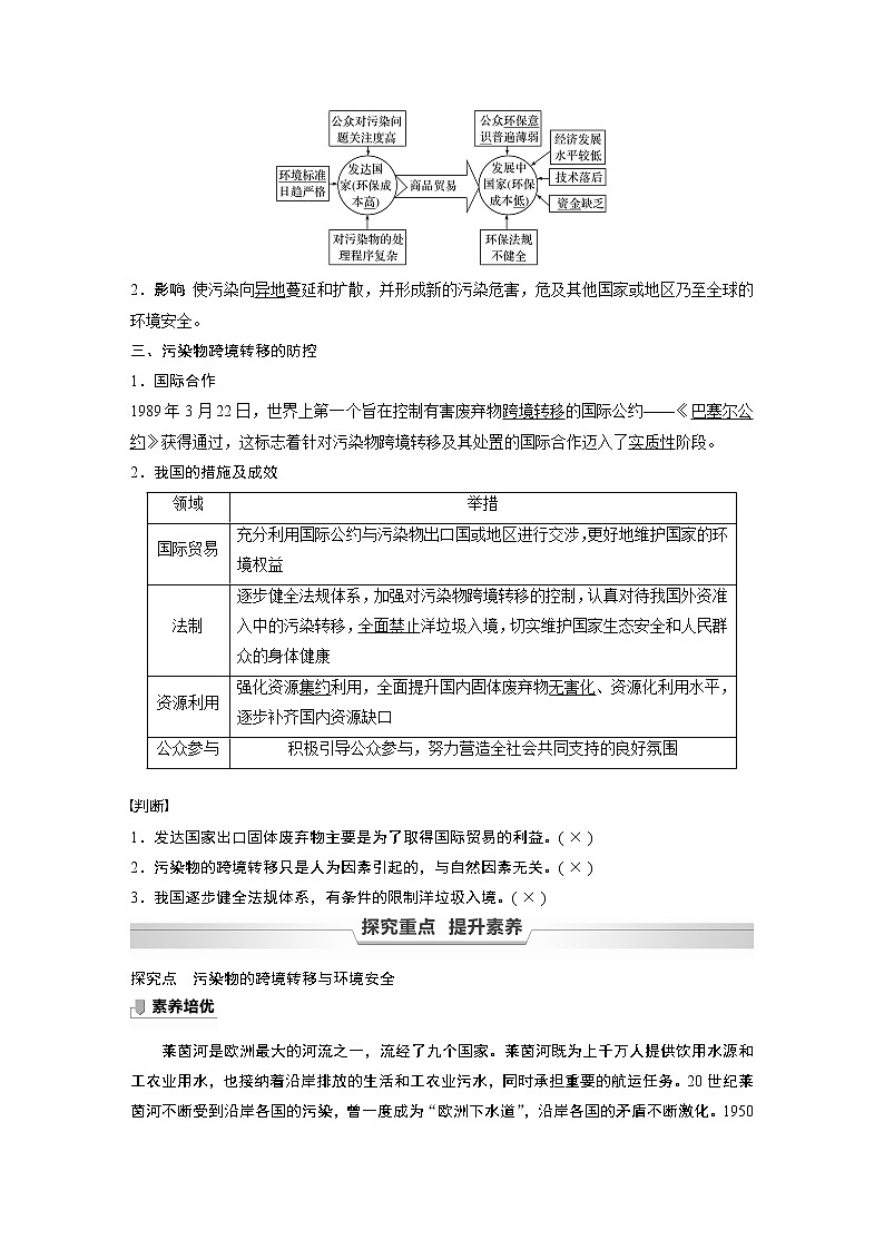 鲁教版(2019) 选择性必修3  第二单元　生态环境与国家安全 第三节  污染物跨境转移与环境安全（学案+课时练 word版含解析）02