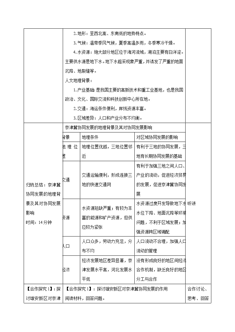 4.1　京津冀协同发展的地理背景　教学设计（2）　高中地理新中图版必修第二册（2022年）03