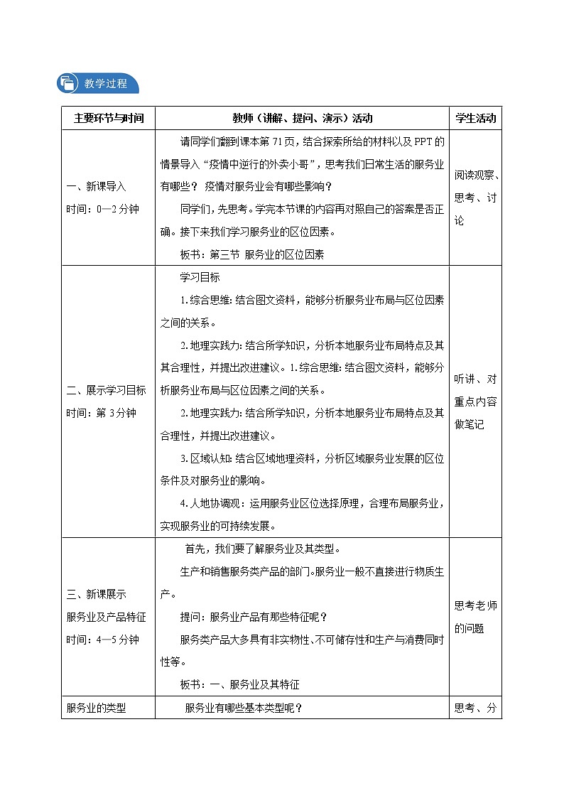 3.3　服务业区位因素　教学设计（2）　高中地理新中图版必修第二册（2022年）02