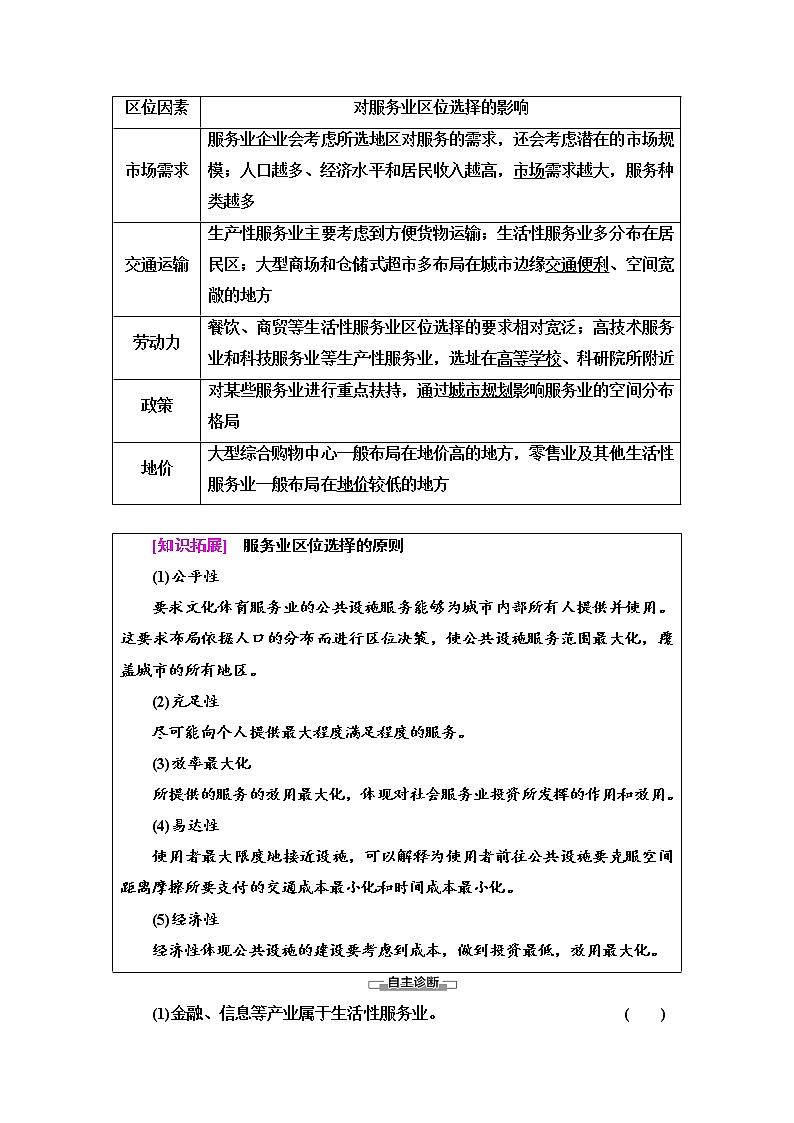 2021-2022学年高中地理新中图版必修第二册 第3章 第3节 服务业区位因素 教案02