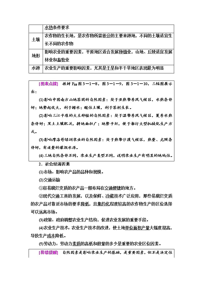 2021-2022学年高中地理新中图版必修第二册 第3章 第1节 农业区位因素 教案02