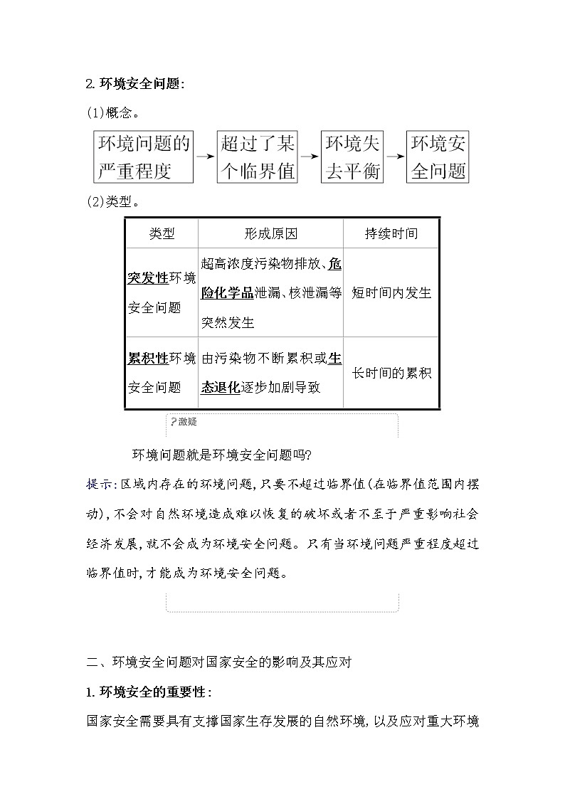 2021-2022学年高中地理新人教版选择性必修3 第三章第一节 环境安全对国家安全的影响  学案02