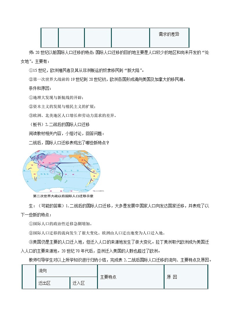 1.2　人口迁移　教案（第2课时）　高中地理新湘教版必修第二册（2022年）03
