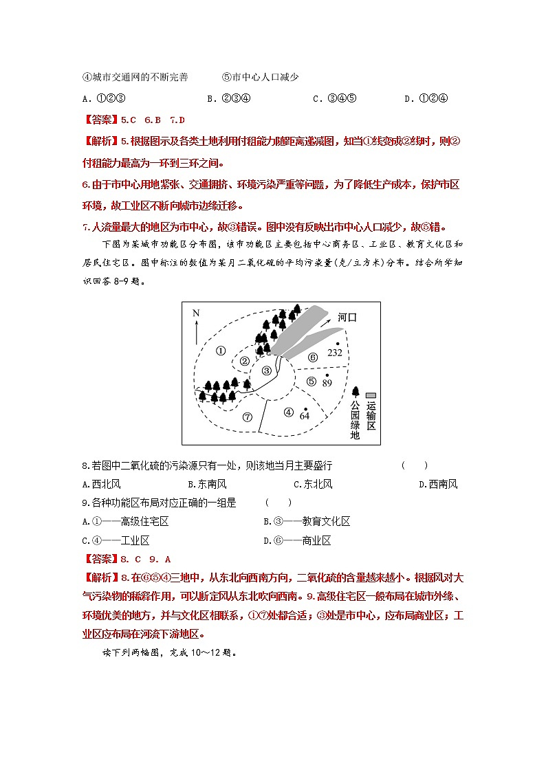 2.1 城乡内部空间结构（跟踪训练）高中地理 新教材鲁教版必修第二册 （2022）第3页