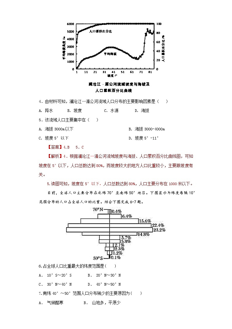 1.1 人口分布（跟踪训练）高中地理  新教材鲁教版必修第二册 （2022）02