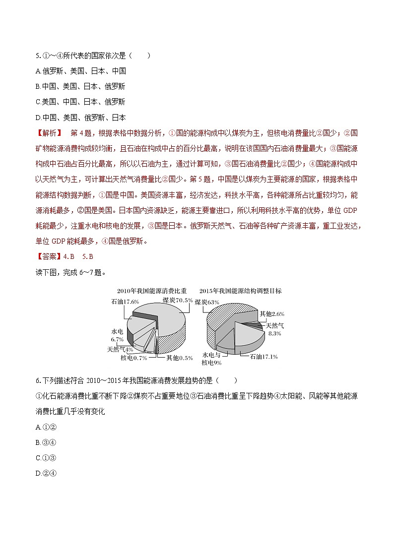 2.2　中国的能源安全　（同步训练）　高中地理新人教版选择性必修3（2022年）03