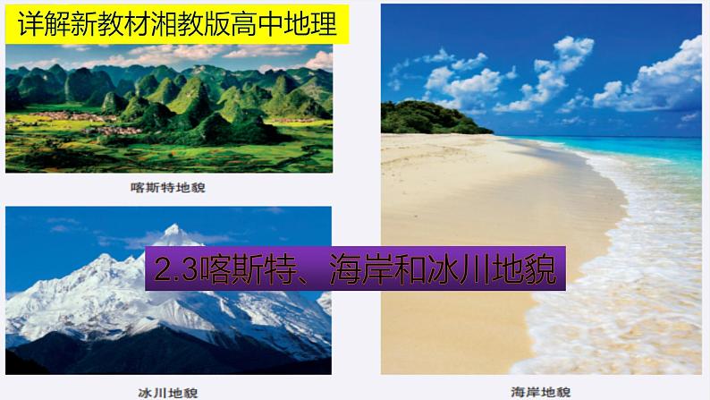 2.3  喀斯特、海岸和冰川地貌  教材详解 课件-湘教版（2019）必修一地理（36张PPT）01