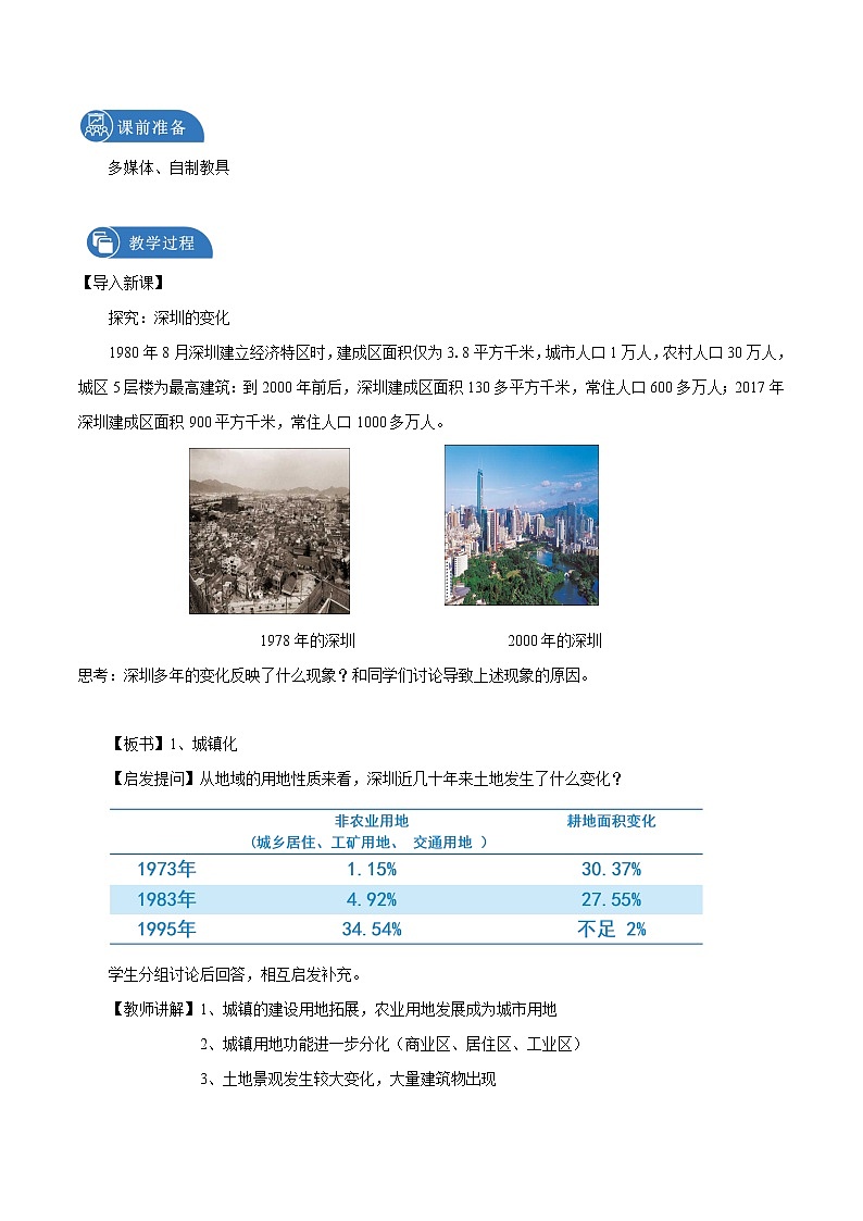 2.3　不同地区城镇化的过程与特点　教学设计　高中地理新中图版必修第二册（2022年）02