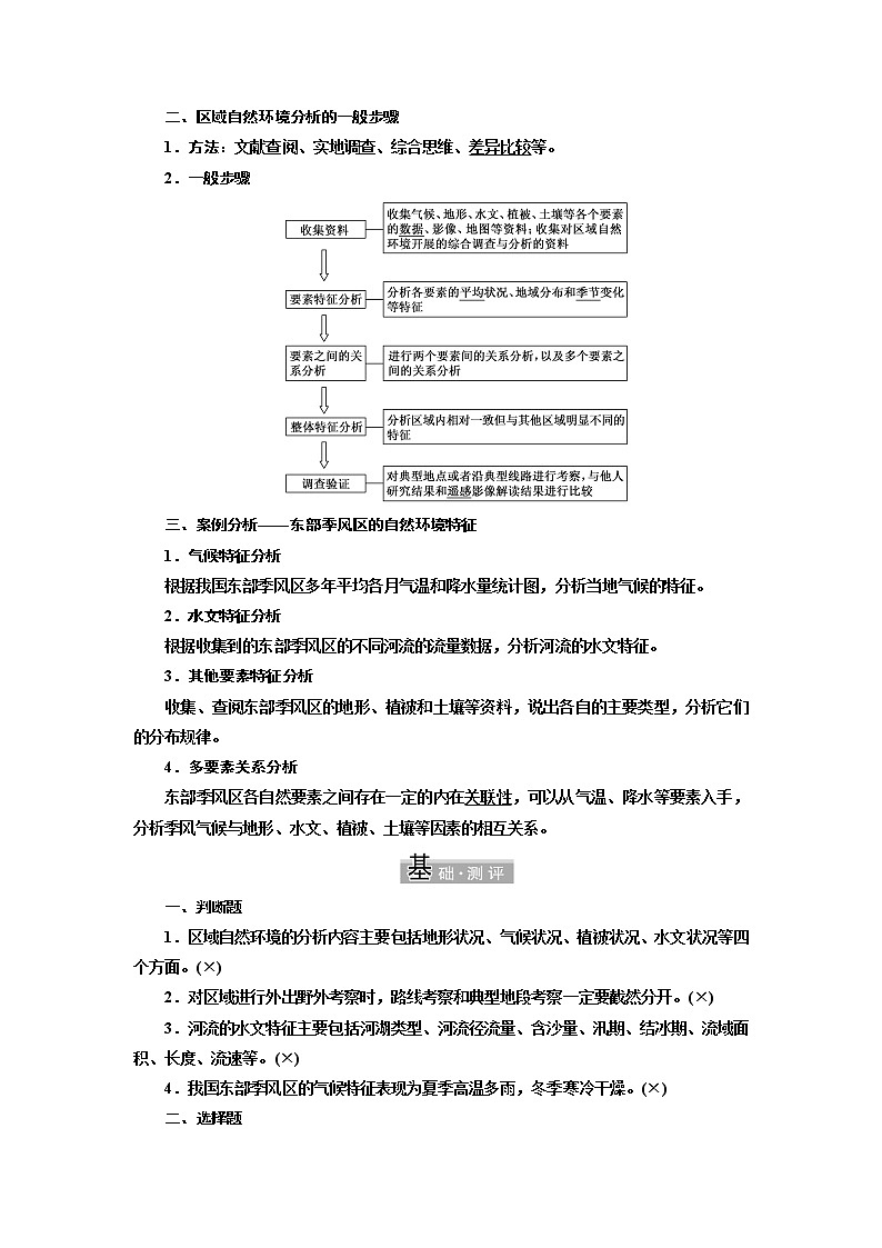 2021-2022学年高中地理新鲁教版选择性必修1  第五单元  单元活动 学会分析区域自然环境  学案02
