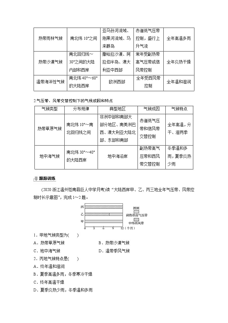 2021-2022学年高中地理新中图版选择性必修1 第三章 第二节 课时3 气压带、风带对气候形成的作用 教案03