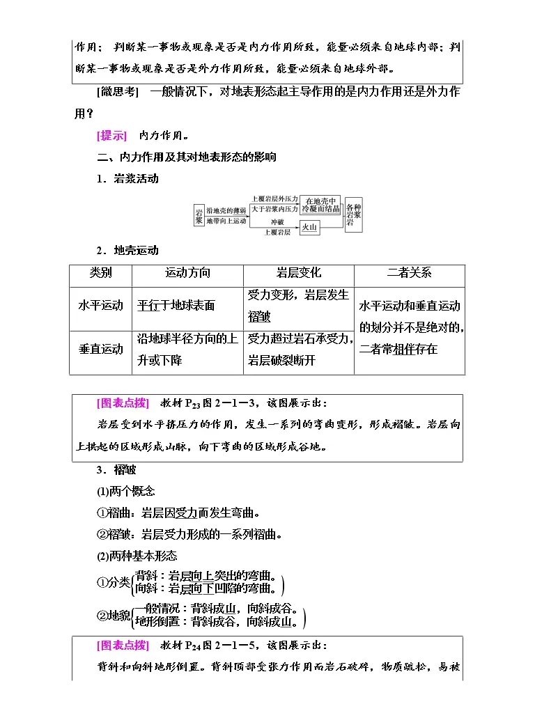 高中地理中图版 19 选择性必修1 自然地理基础第一节地表形态变化的内外力作用第1课时学案 教习网 学案下载