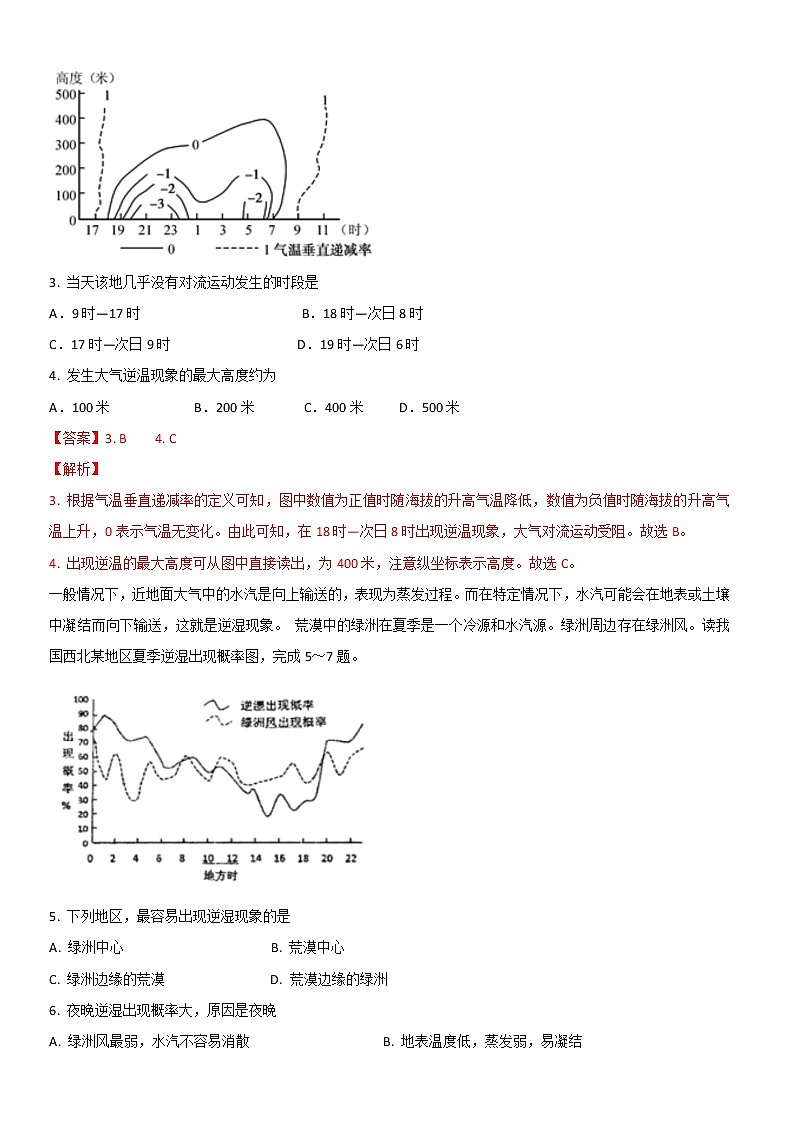 2021届高三地理微专题复习训练——逆温现象第2页