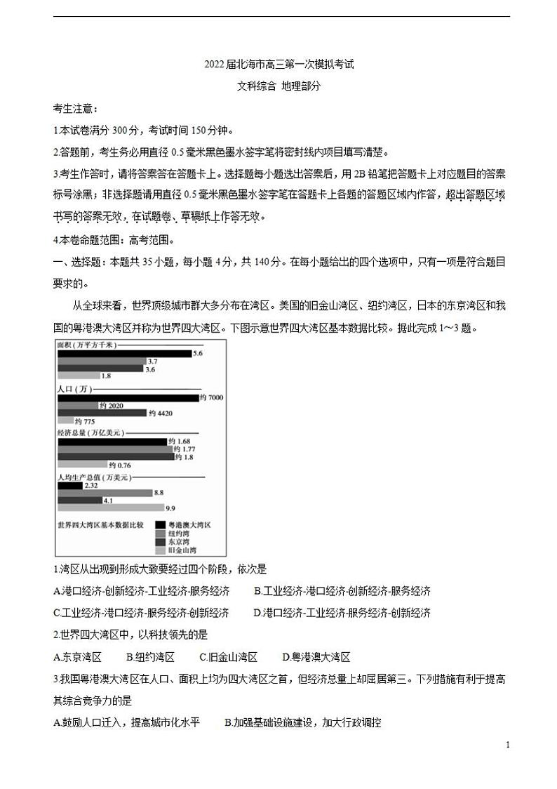大庆市高三年级第一次教学质量检测试题地理答案01