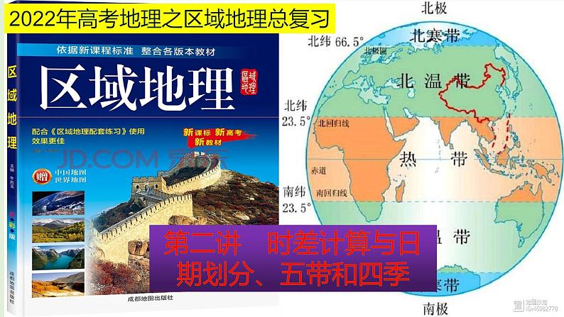 课件02 时差计算与日期划分、五带和四季-2022年高考地理之区域地理总复习第1页