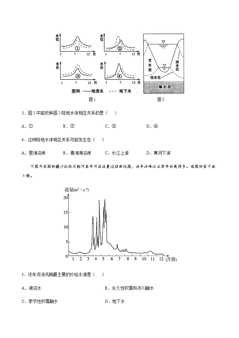 4.1陆地水体间的相互关系-2020-2021学年高二地理课时同步练（新教材湘教版选择性必修1）02
