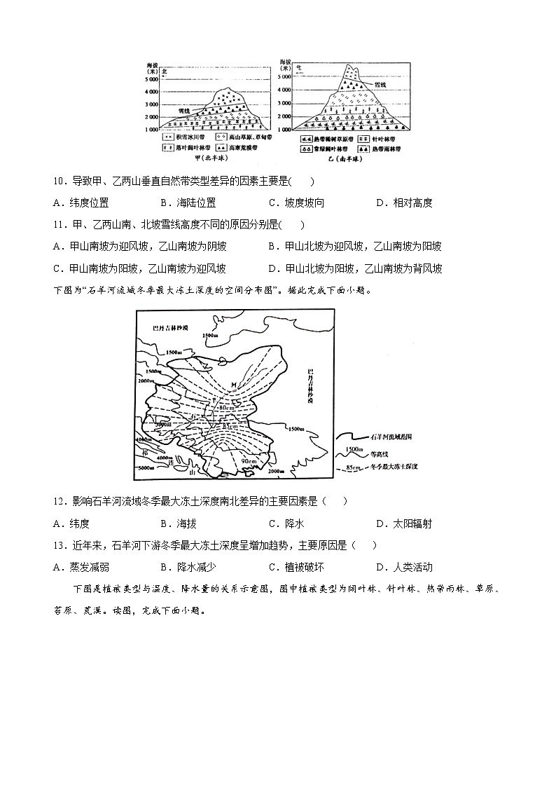 第五章 自然地理环境的整体性与差异性（基础过关）-2020-2021学年高二地理单元测试定心卷（新教材湘教版选择性必修1）03