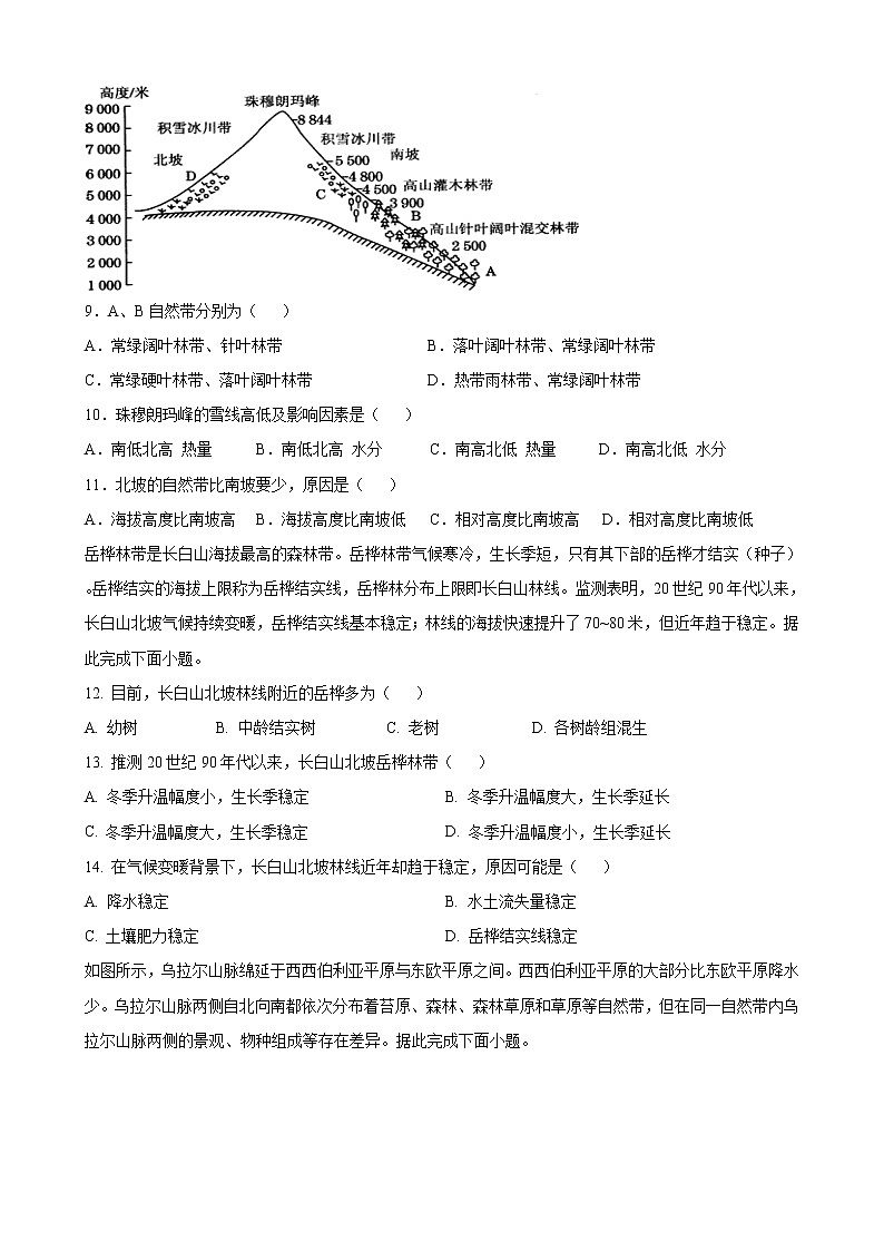 第五章 自然地理环境的整体性与差异性（能力提升）（原卷版）第3页
