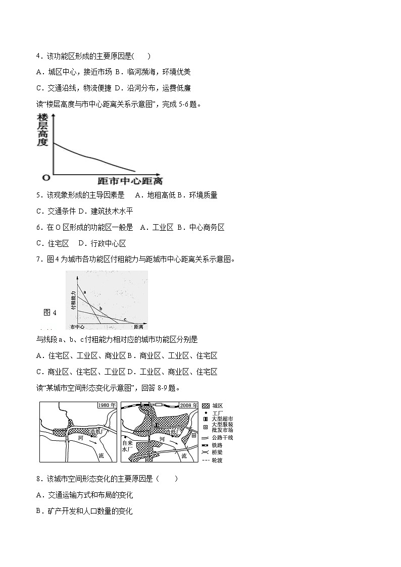 作业04 城乡内部空间结构-2019-2020学年高一地理必修第二册轻松备课（鲁教版2019） 练习02