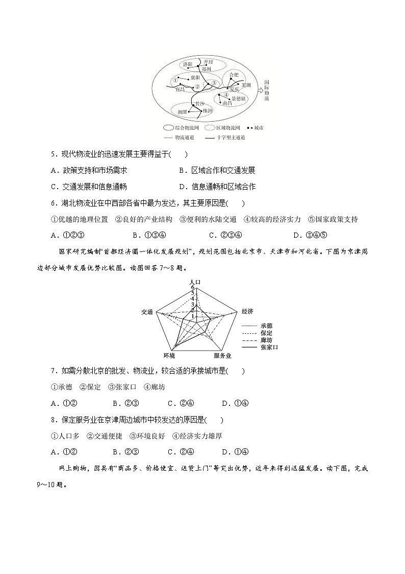 作业09 服务业的区位选择-2019-2020学年高一地理必修第二册轻松备课（鲁教版2019） 练习02