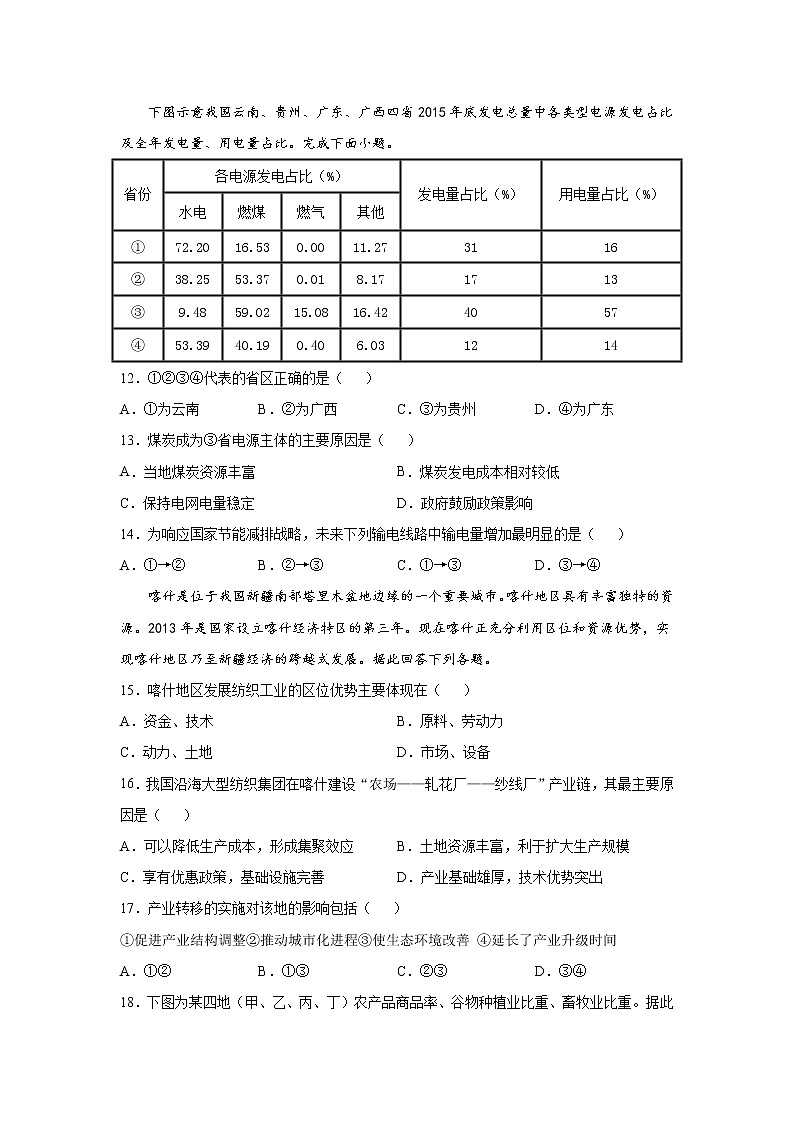 2021-2022学年甘肃省天水市一中高二上学期冬季学考模拟考试（一）地理试题含答案第3页