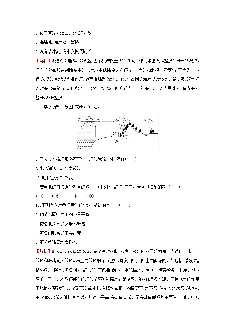 高中地理课时检测6水圈与水循环含解析鲁教版第3页