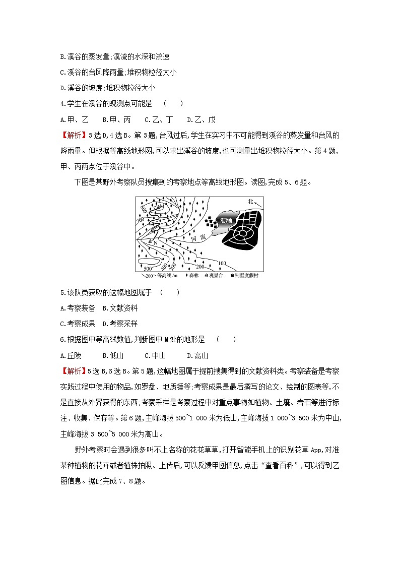 高中地理课时检测8学会自然地理野外考察含解析鲁教版02