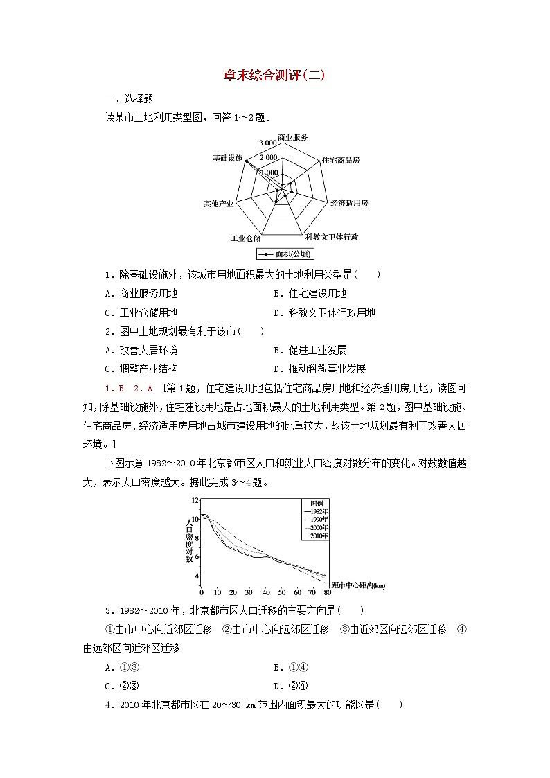 高中地理第二章城镇和乡村章末测评含解析湘教版第1页