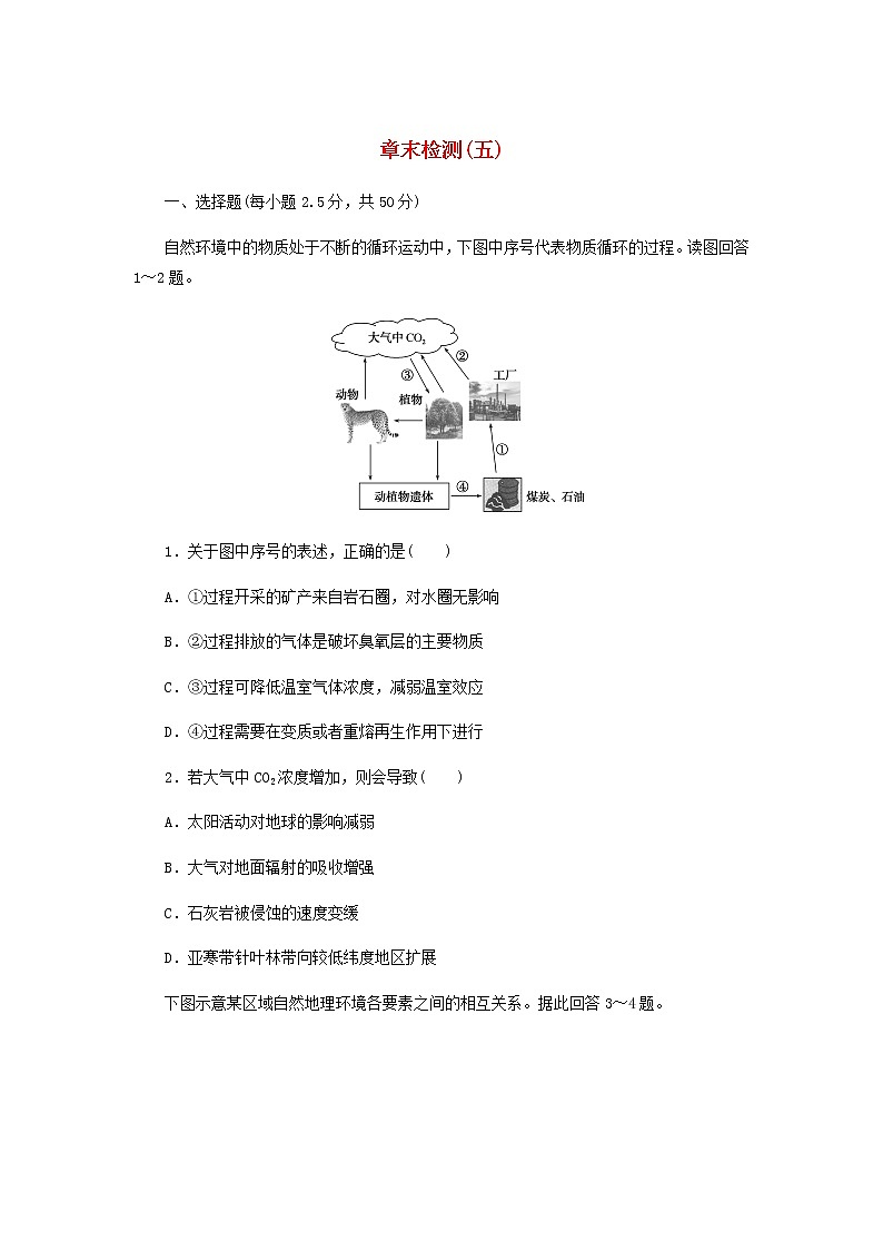 高中地理第五章自然地理环境的整体性和地域分异规律章末检测含解析中图版选择性必修1第1页