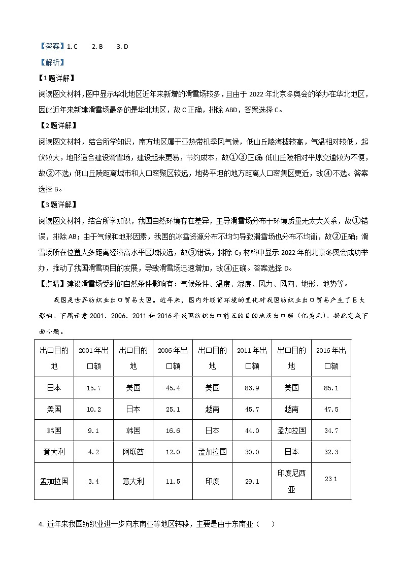 2022届河北省石家庄市高三下学期一模考试地理试题（解析版）02