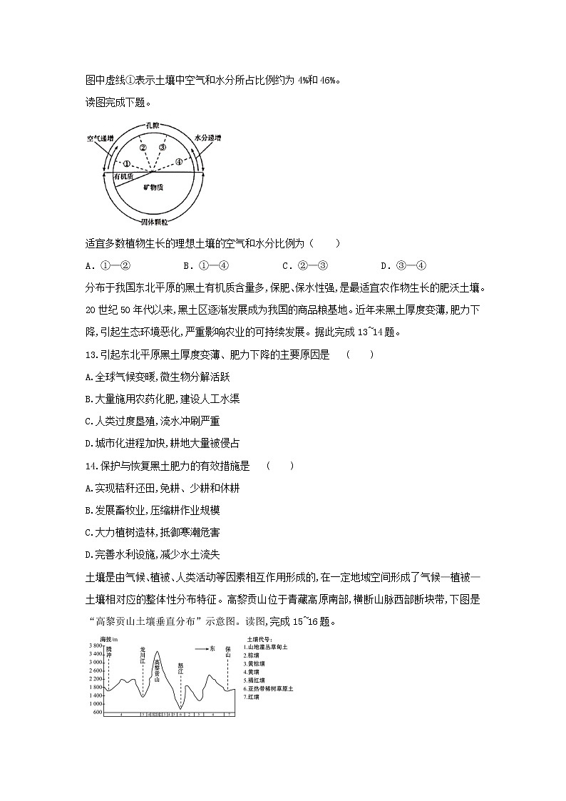 2022届高三二轮专题训练    2022届新高考地理专题训练：土壤第3页