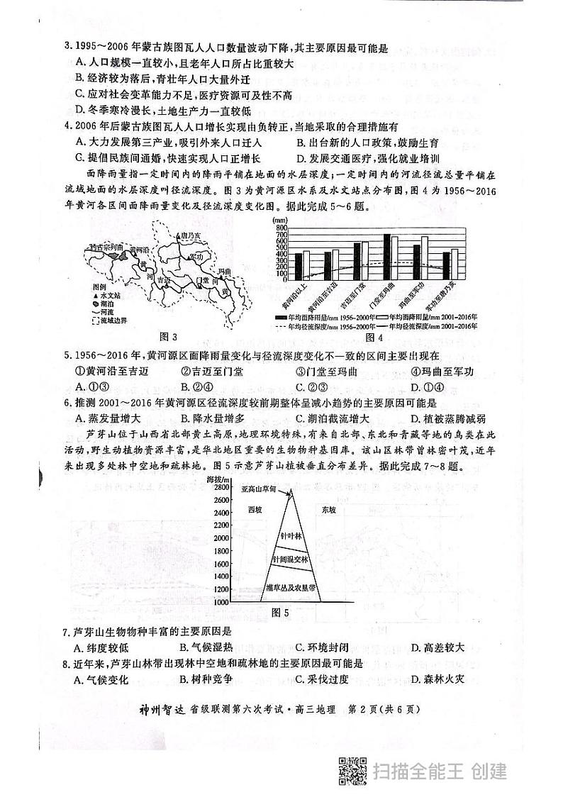 2022神州智达省级联测高三――第六次考试――地理PDF版含答案第2页