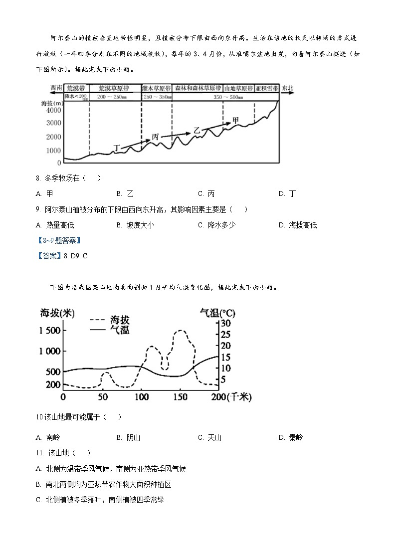 2021四川省凉山彝族自治州西昌市高二下学期期中检测地理试题含答案第3页