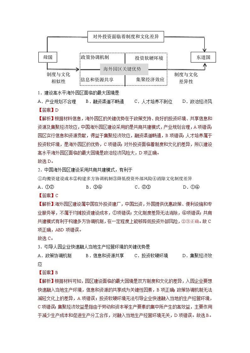3.1珠江三角洲地区的产业转移及其影响 习题 高中地理 新中图版选择性必修2（教师版）（2022年）02
