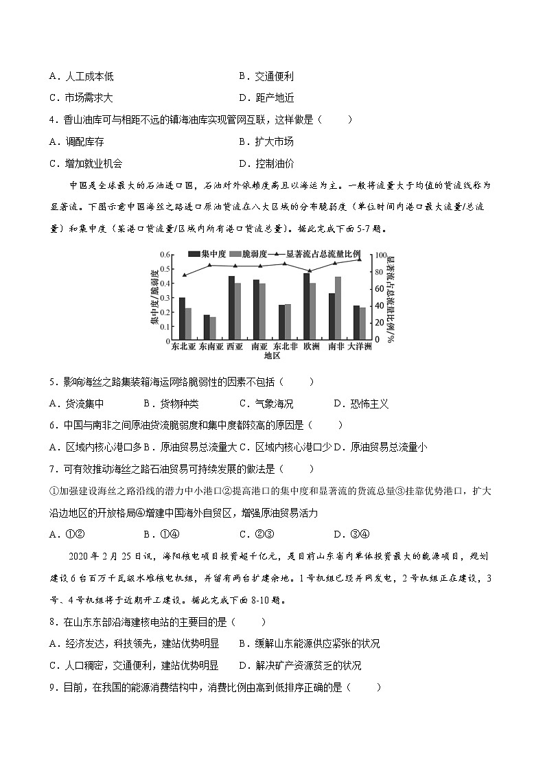 1.2石油与国家安全 习题 高中地理 新鲁教版选择性必修3（学生版）（2022年）02