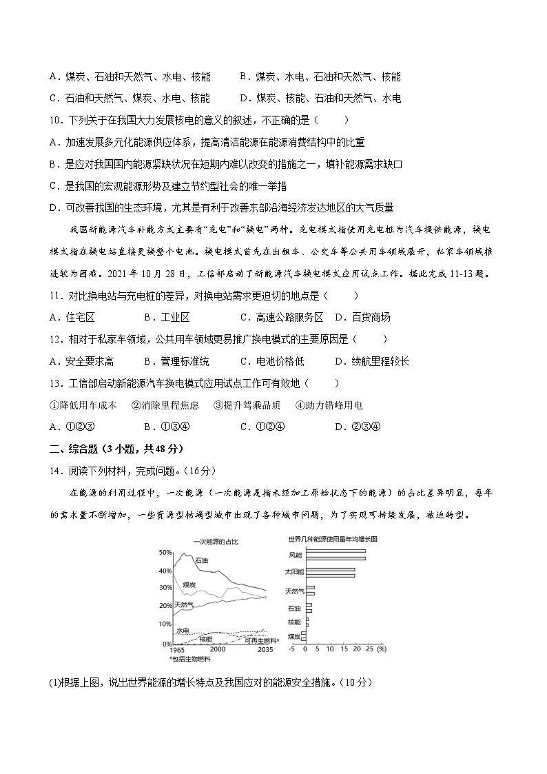 1.2石油与国家安全 习题 高中地理 新鲁教版选择性必修3（学生版）（2022年）03