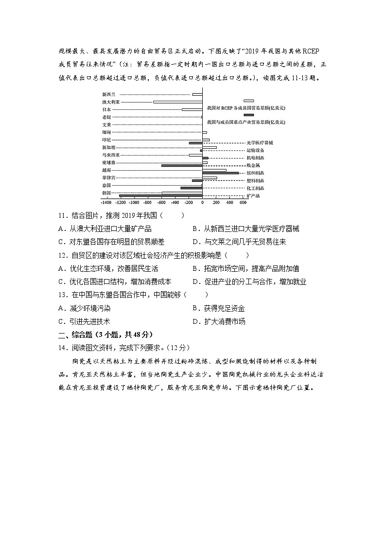 4.3国家之间的合作发展——以“一带一路”为例 习题 高中地理 新鲁教版选择性必修2（学生版）（2022年）03