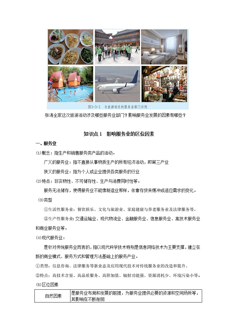 3.3 服务业的区位选择（学案）高中地理  新鲁教版必修第二册 （2022）02