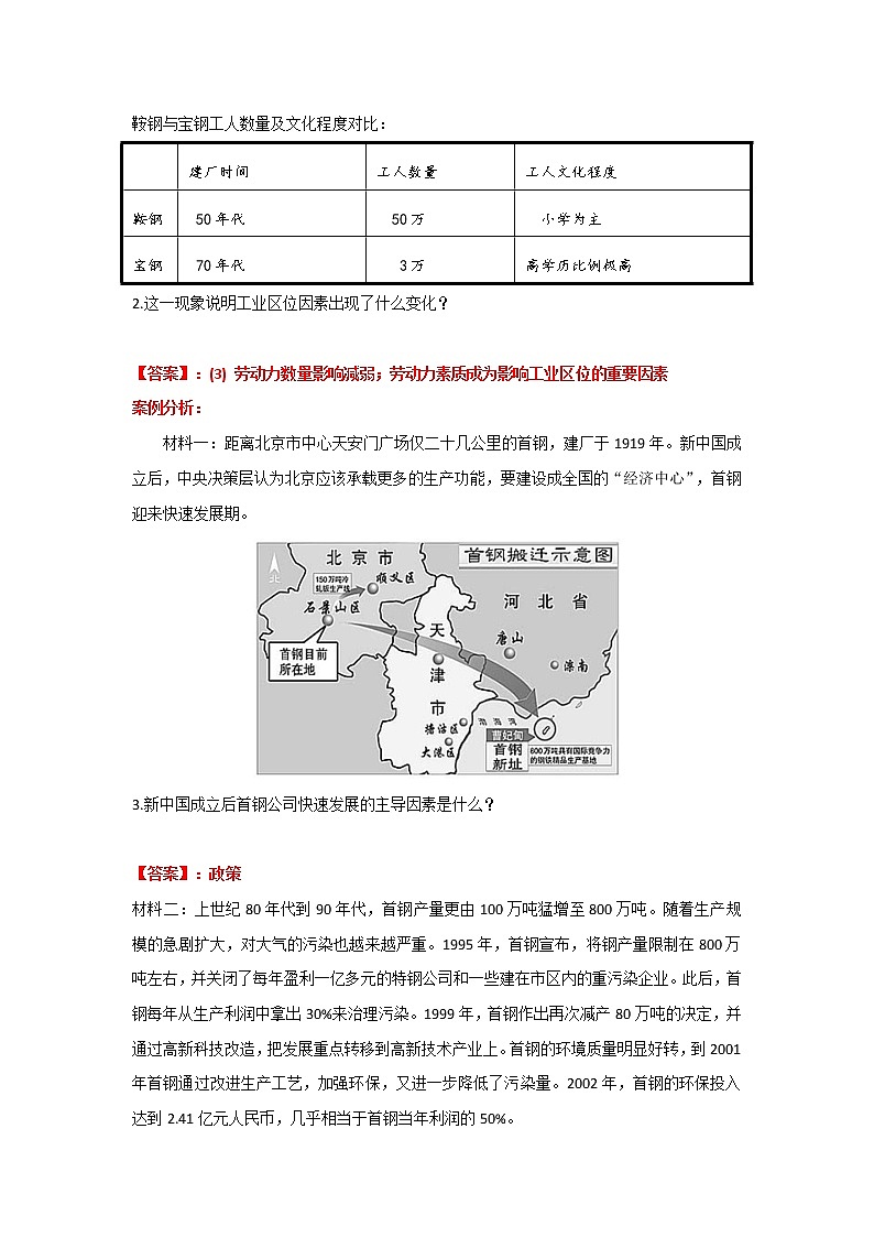 3.2工业的区位选择（第2课时）（学案）高中地理  新鲁教版必修第二册 （2022）第3页