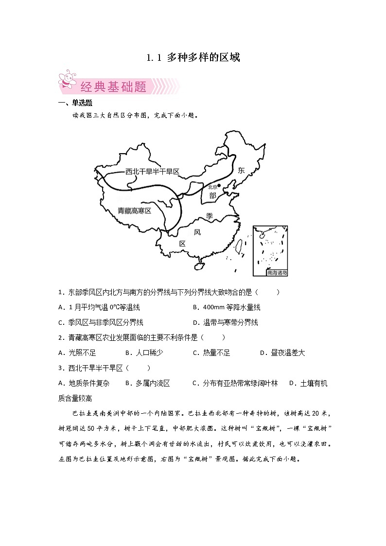 1.1 多种多样的区域练习题01