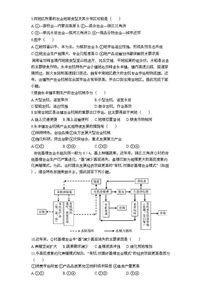 2022年高一地理班农业部分综合测试卷及答案02